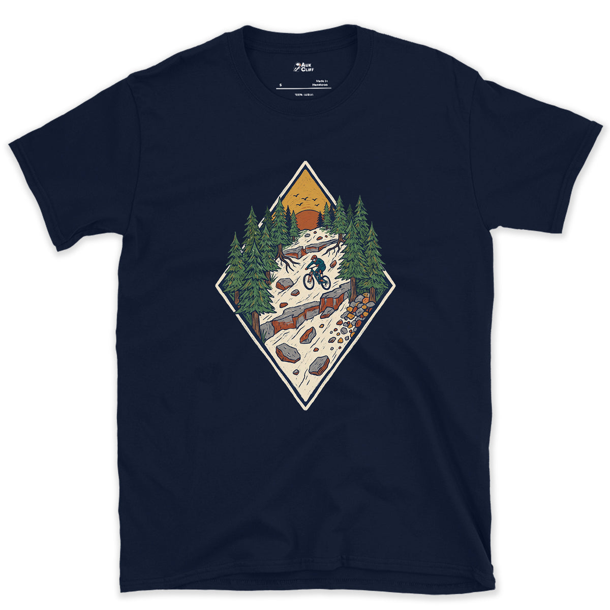 The Chute Behind the Diamond design on a Navy Gildan Softstyle t-shirt