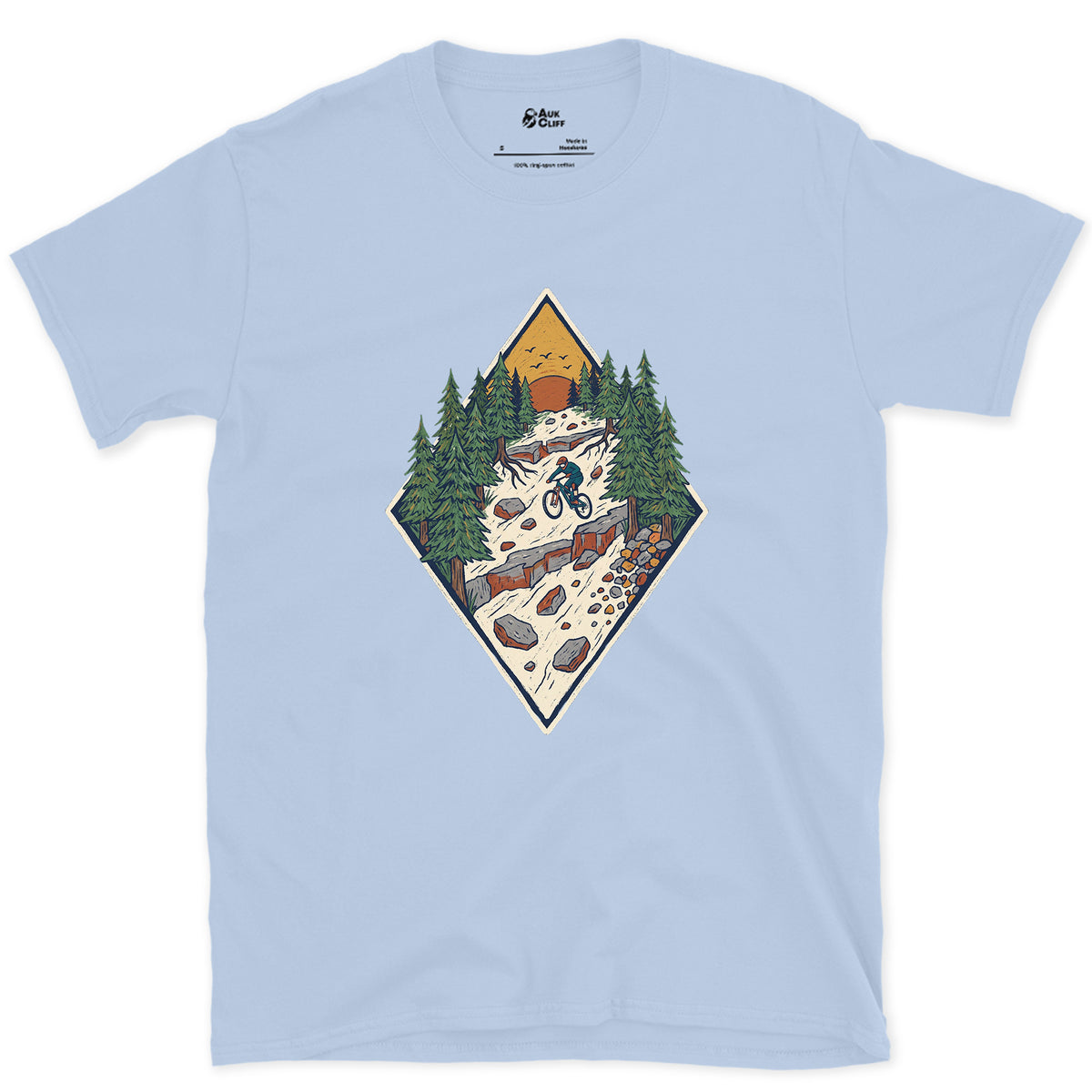 The Chute Behind the Diamond design on a Light Blue Gildan Softstyle t-shirt