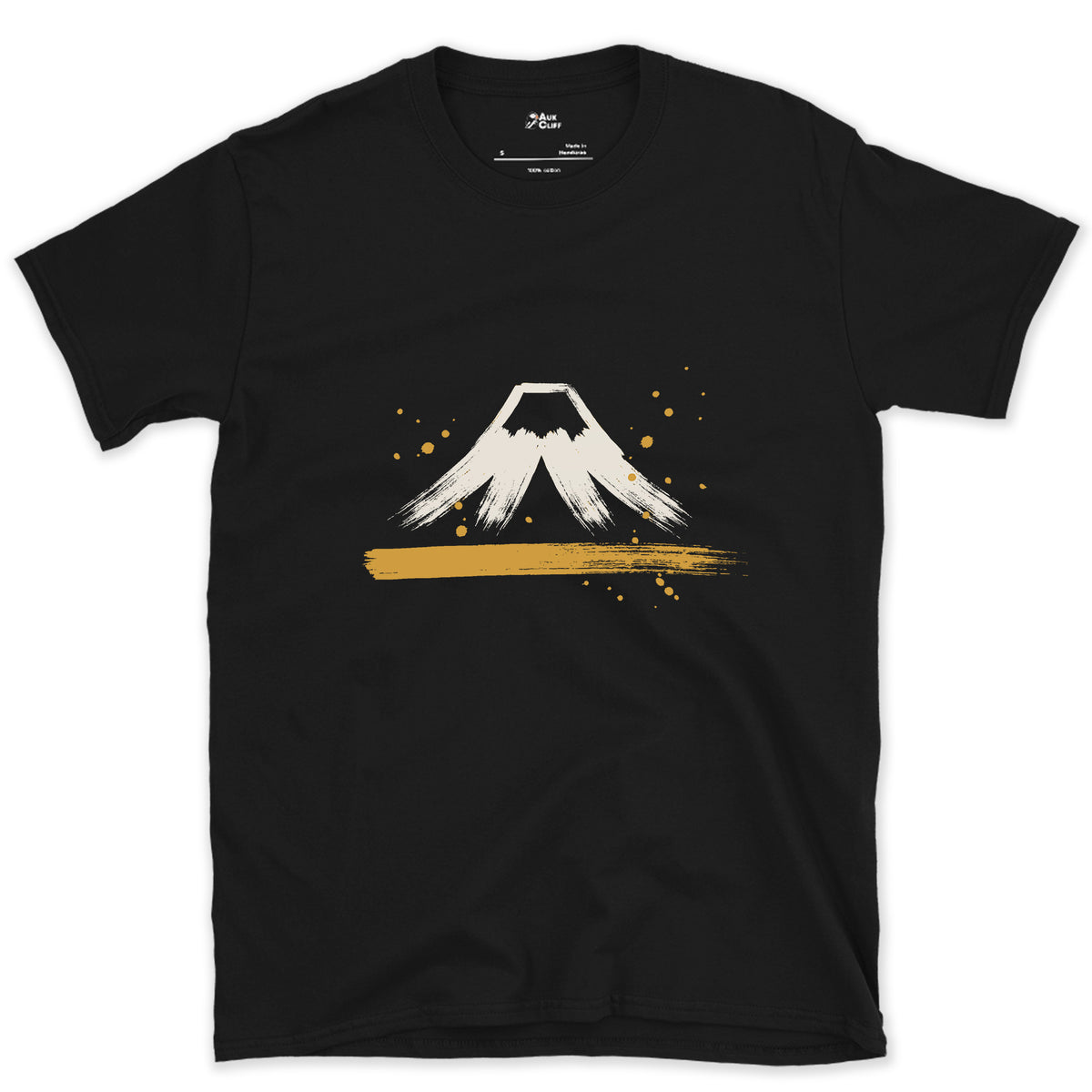 The Cone and the Snow Line, Fuji design on a Black Gildan Softstyle t-shirt