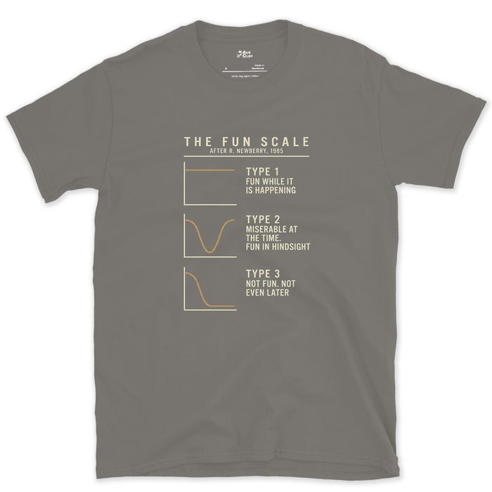 The Fun Scale From Type 1 to Type 3 design on a Charcoal Gildan Softstyle t-shirt