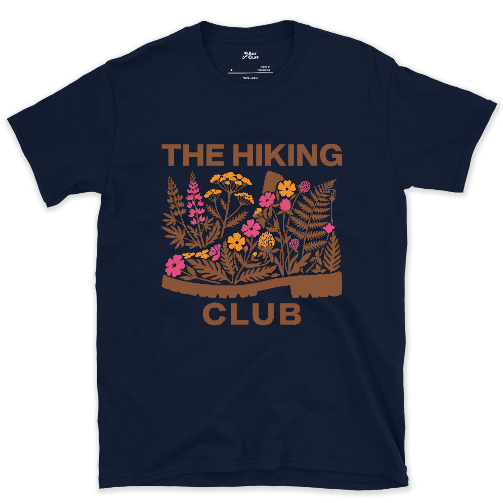 Wildflowers Taking Over the Boot design on a Navy Gildan Softstyle t-shirt