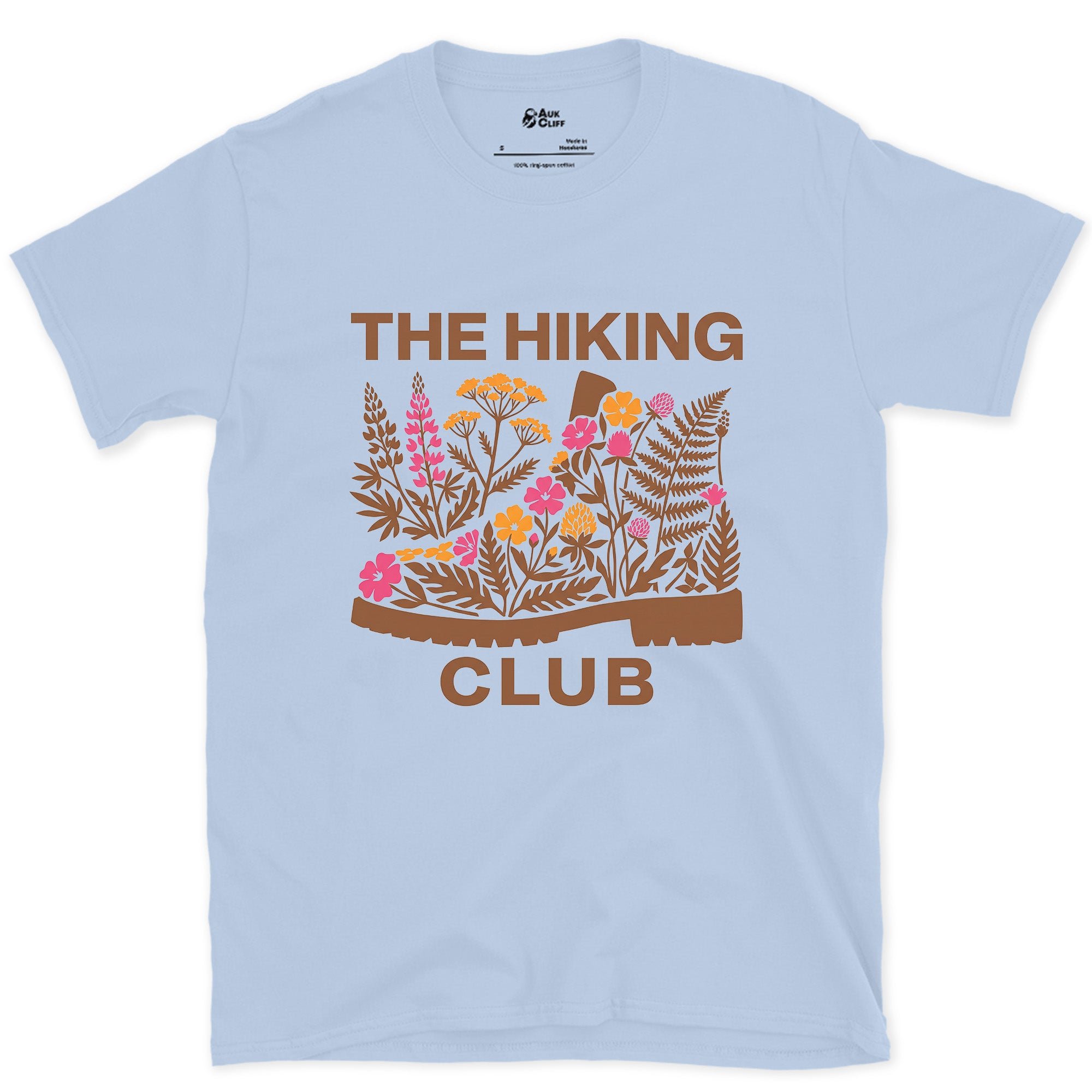 Wildflowers Taking Over the Boot design on a Light Blue Gildan Softstyle t-shirt