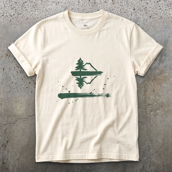 The Lake Holds It Twice design on a Natural Gildan Softstyle t-shirt