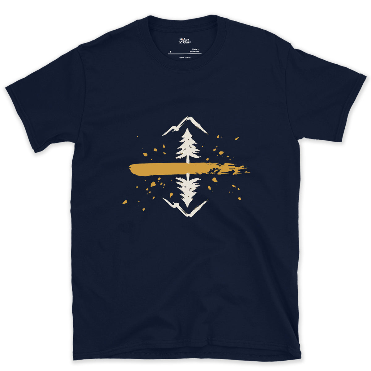 The Lake Holds It Twice design on a Navy Gildan Softstyle t-shirt