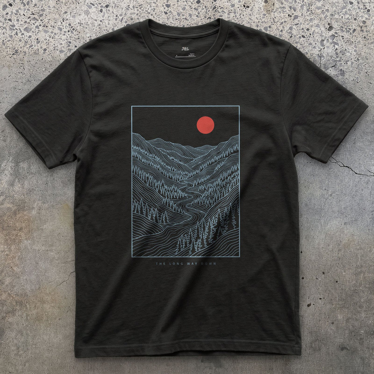 Down Into the Valley Before Dark design on a Black Gildan Softstyle t-shirt