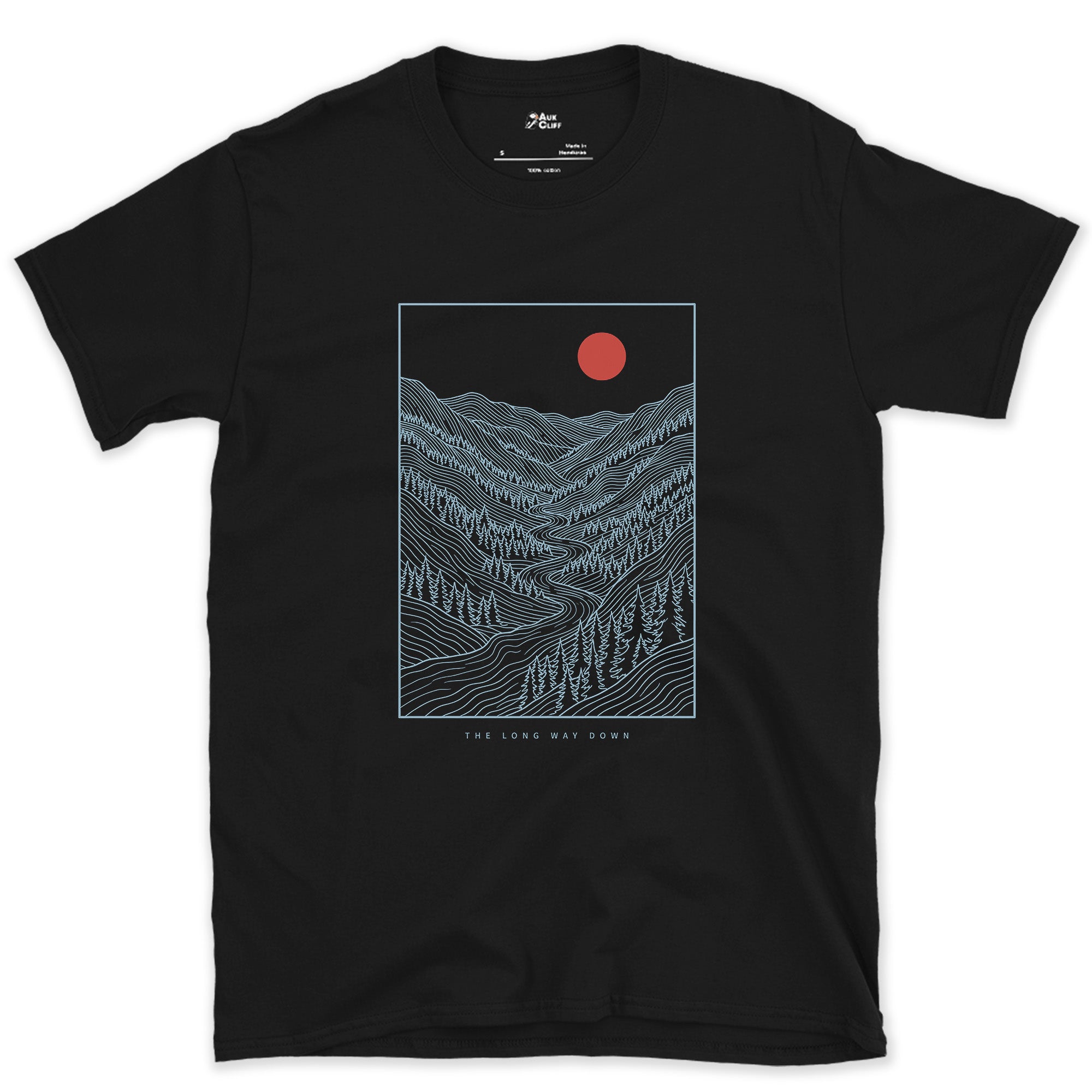 Down Into the Valley Before Dark design on a Black Gildan Softstyle t-shirt