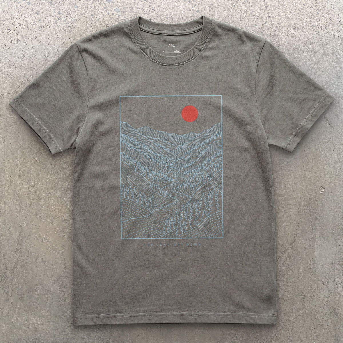 Down Into the Valley Before Dark design on a Charcoal Gildan Softstyle t-shirt