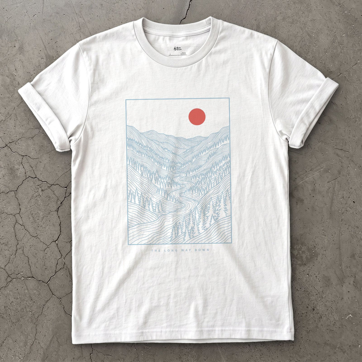 Down Into the Valley Before Dark design on a White Gildan Softstyle t-shirt