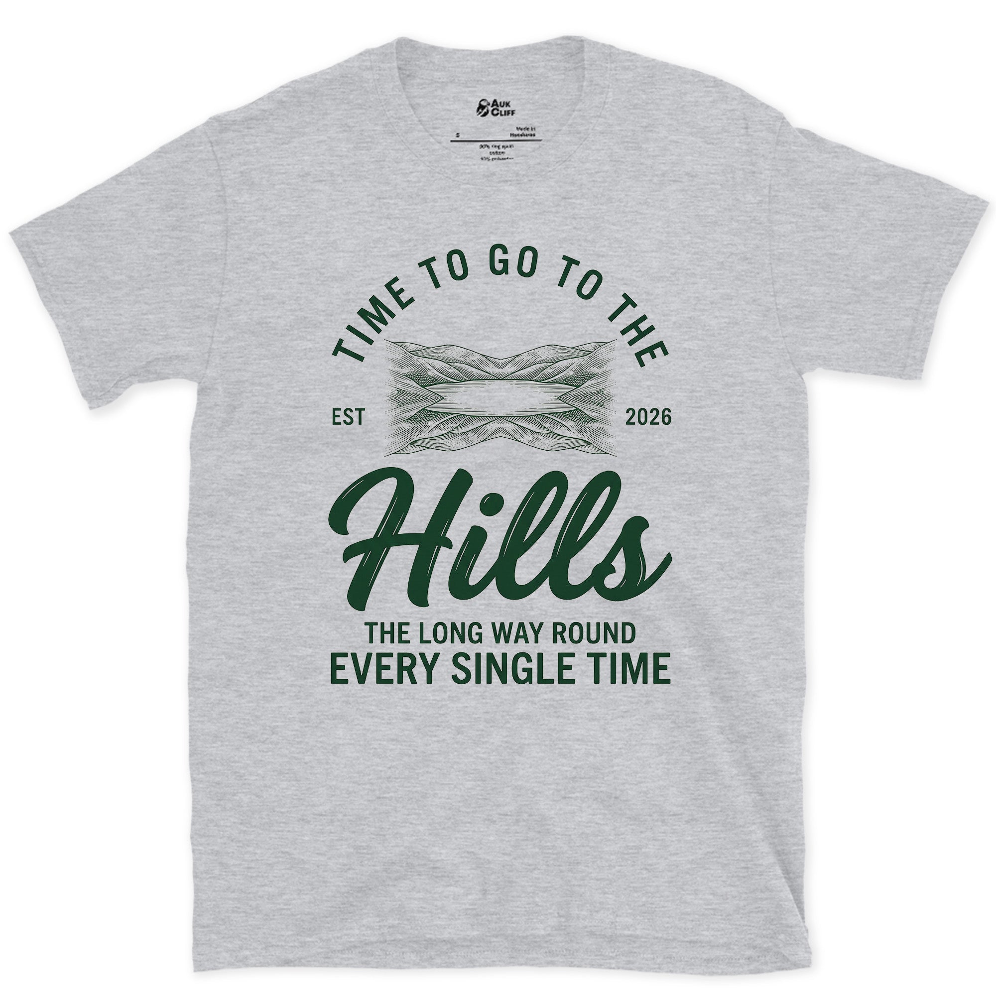 The Long Way Round the Ridge, Every Single Time design on a Sport Grey Gildan Softstyle t-shirt