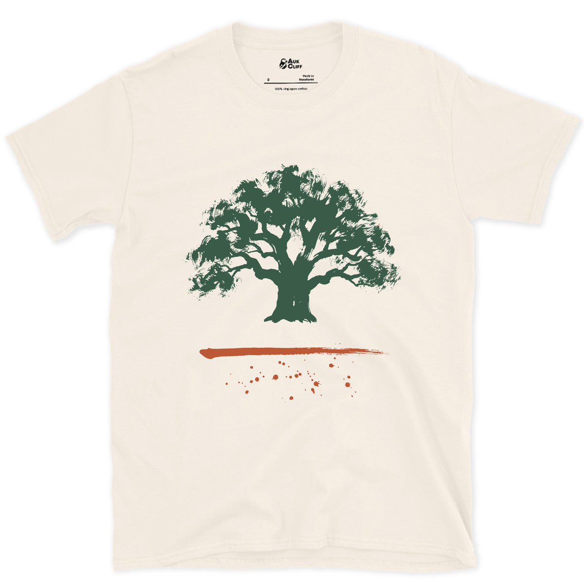 The Oak Goes Wide design on a Natural Gildan Softstyle t-shirt