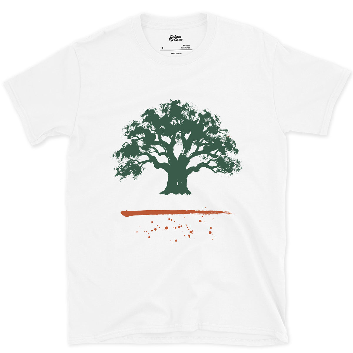 The Oak Goes Wide design on a White Gildan Softstyle t-shirt