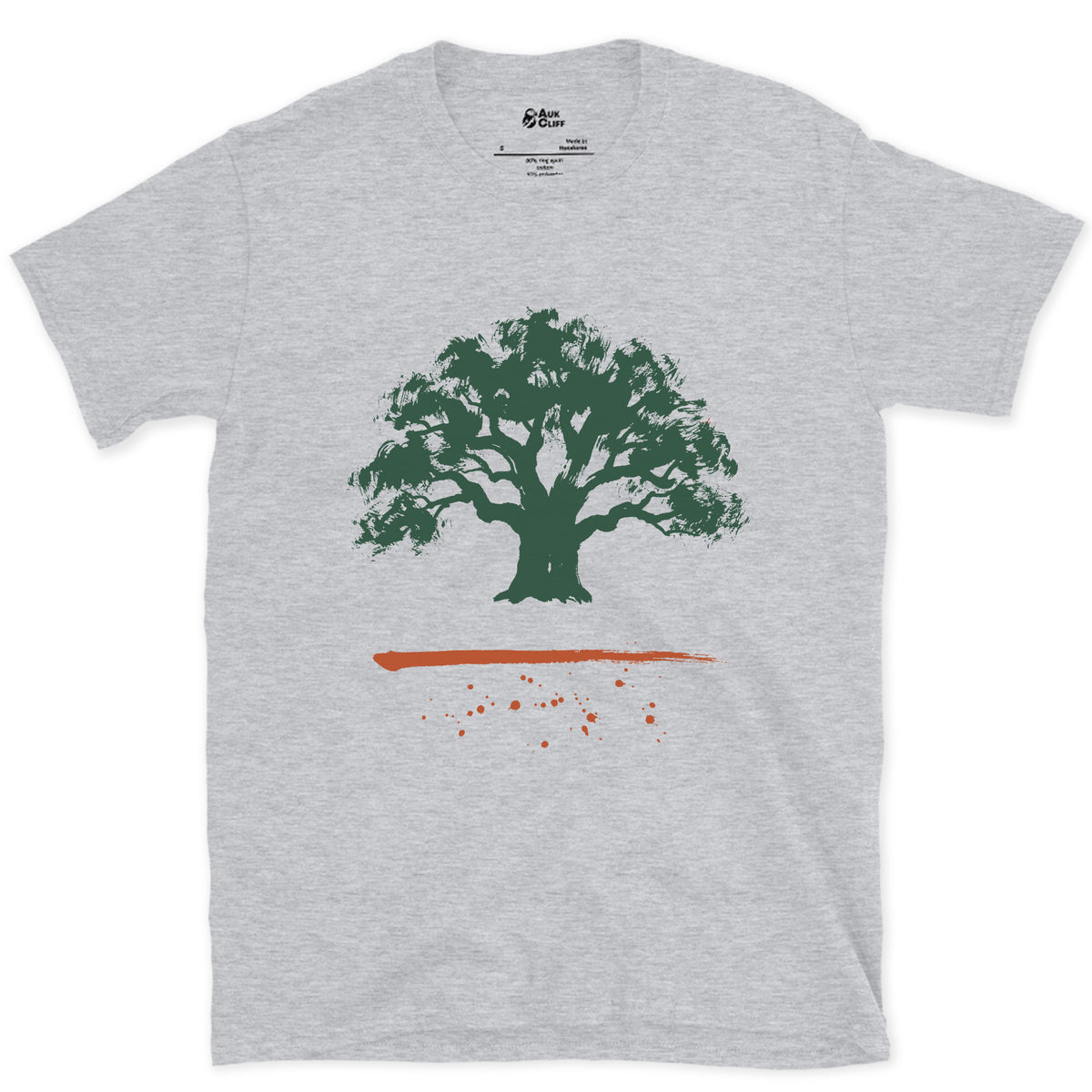 The Oak Goes Wide design on a Sport Grey Gildan Softstyle t-shirt