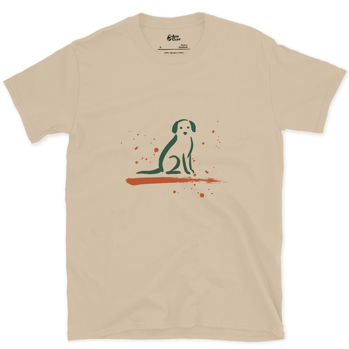 The Patient Sit design on a Sand Gildan Softstyle t-shirt