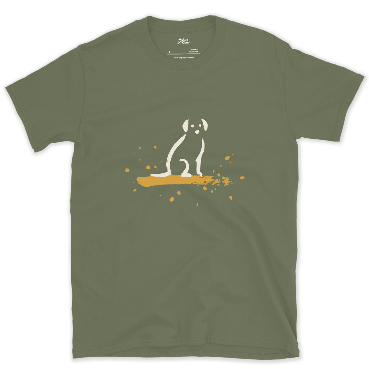 The Patient Sit design on a Military Green Gildan Softstyle t-shirt
