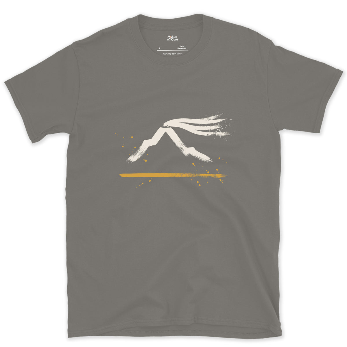 The Plume Off the Top, Everest design on a Charcoal Gildan Softstyle t-shirt