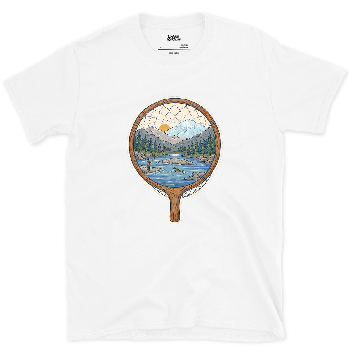 The Pool Inside the Landing Net design on a White Gildan Softstyle t-shirt