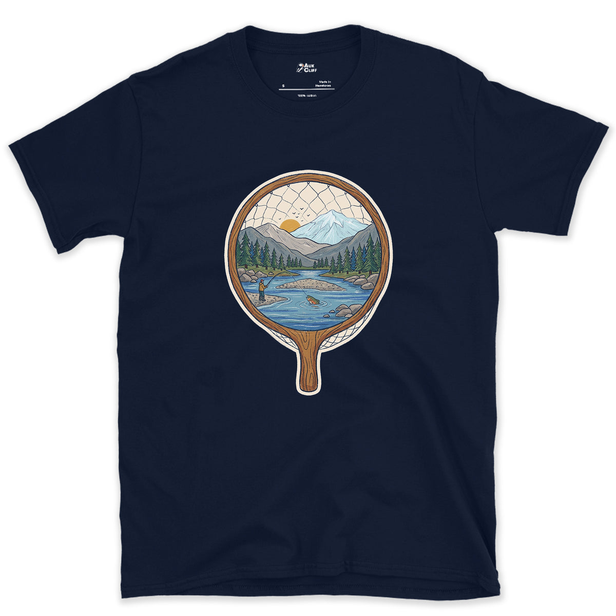 The Pool Inside the Landing Net design on a Navy Gildan Softstyle t-shirt