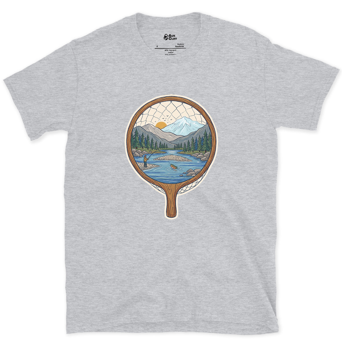 The Pool Inside the Landing Net design on a Sport Grey Gildan Softstyle t-shirt
