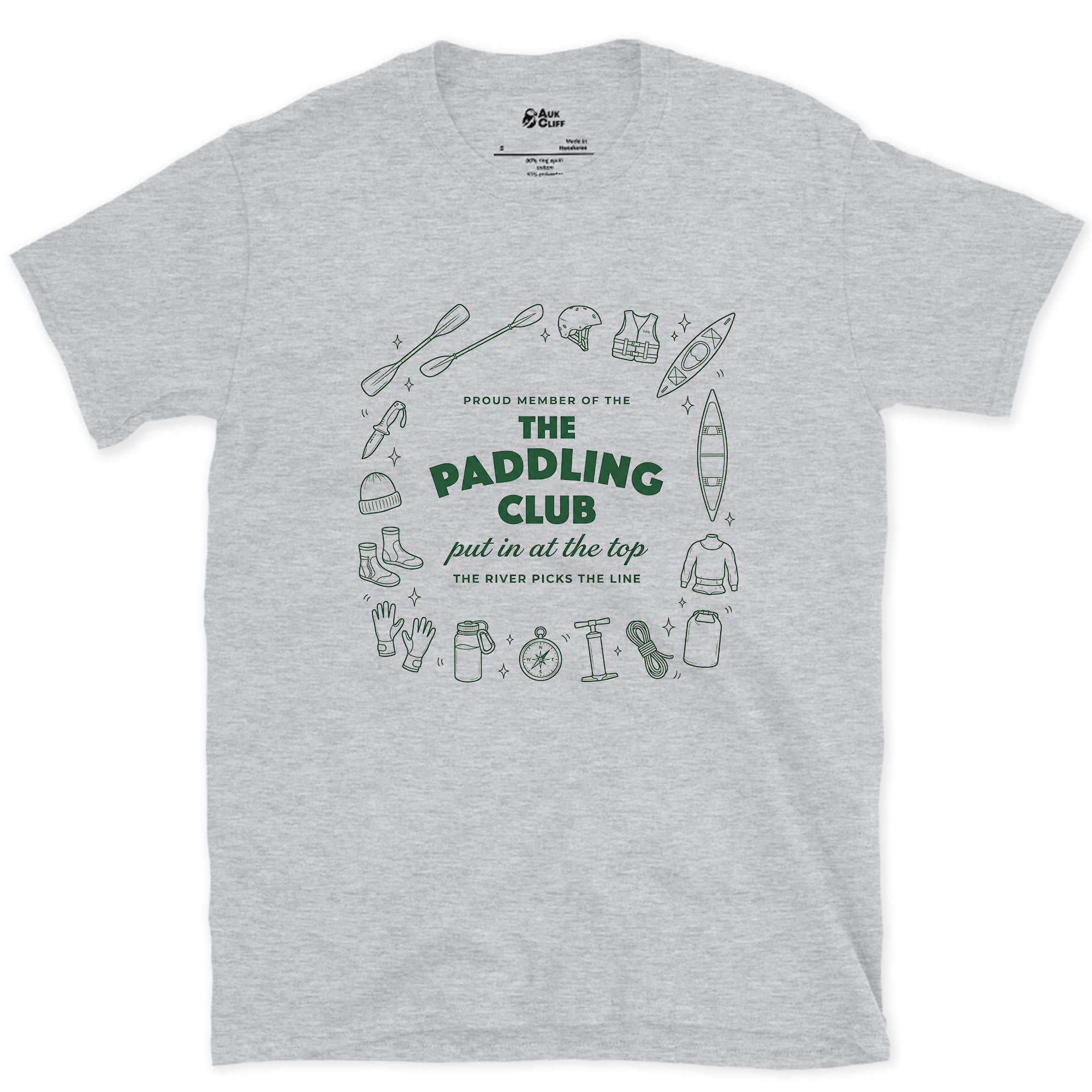 The River Picks the Line, Not the Paddler design on a Sport Grey Gildan Softstyle t-shirt