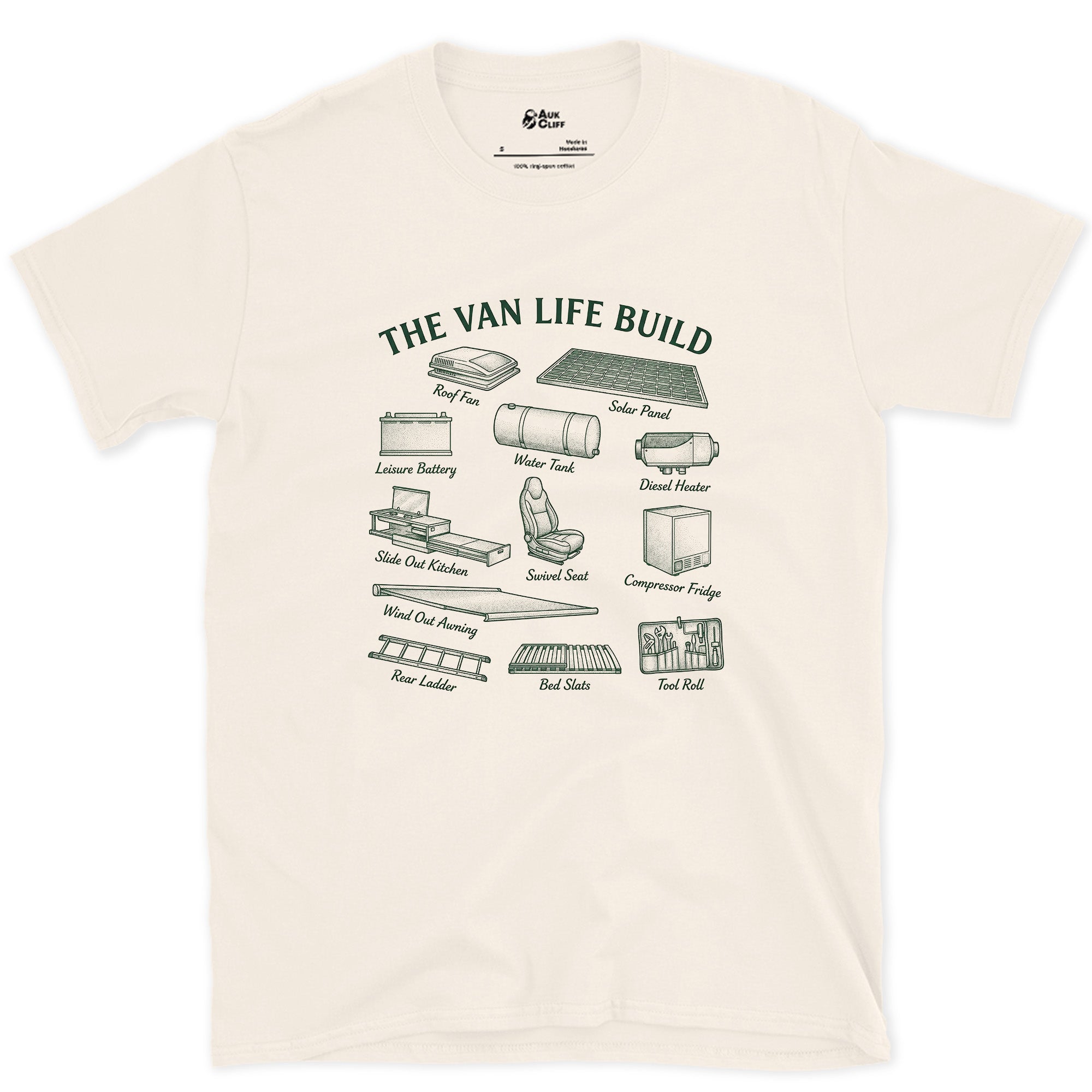 Every System Labelled, One Van Build design on a Natural Gildan Softstyle t-shirt