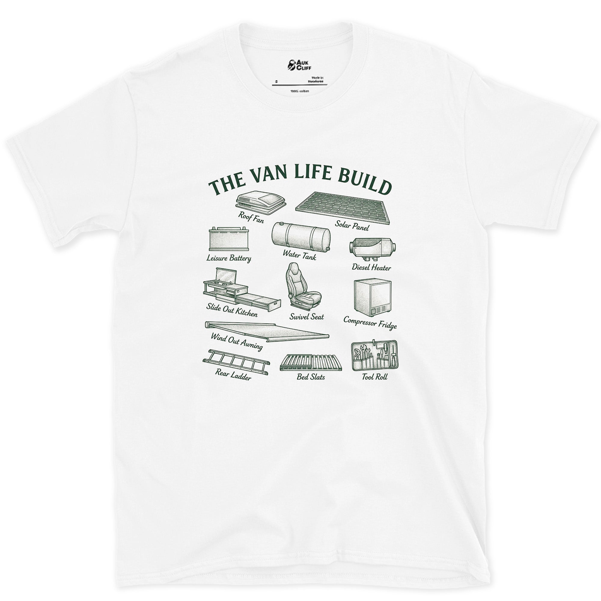 Every System Labelled, One Van Build design on a White Gildan Softstyle t-shirt