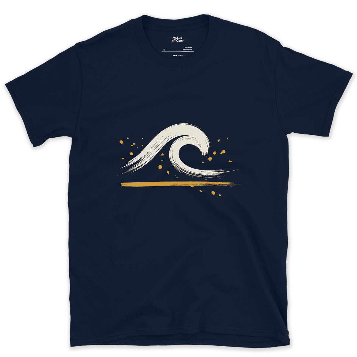 The Wave With a Room Inside design on a Navy Gildan Softstyle t-shirt