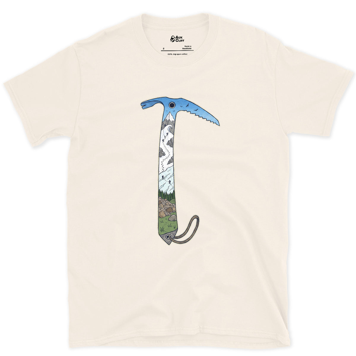 The Whole Climb in One Axe design on a Natural Gildan Softstyle t-shirt