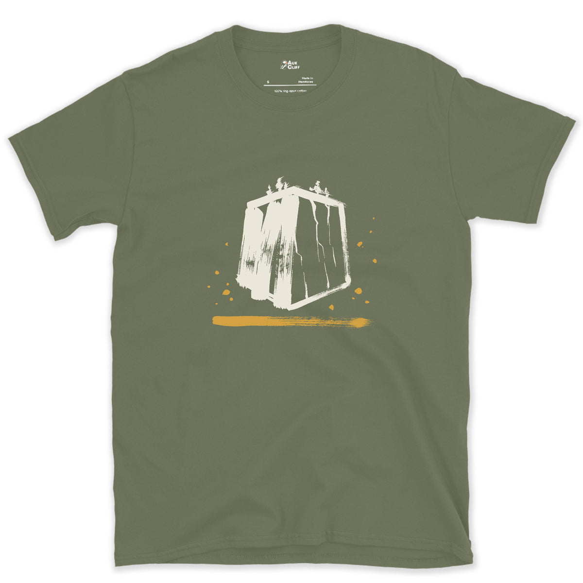 The Whole Wall in One Mark, El Capitan design on a Military Green Gildan Softstyle t-shirt