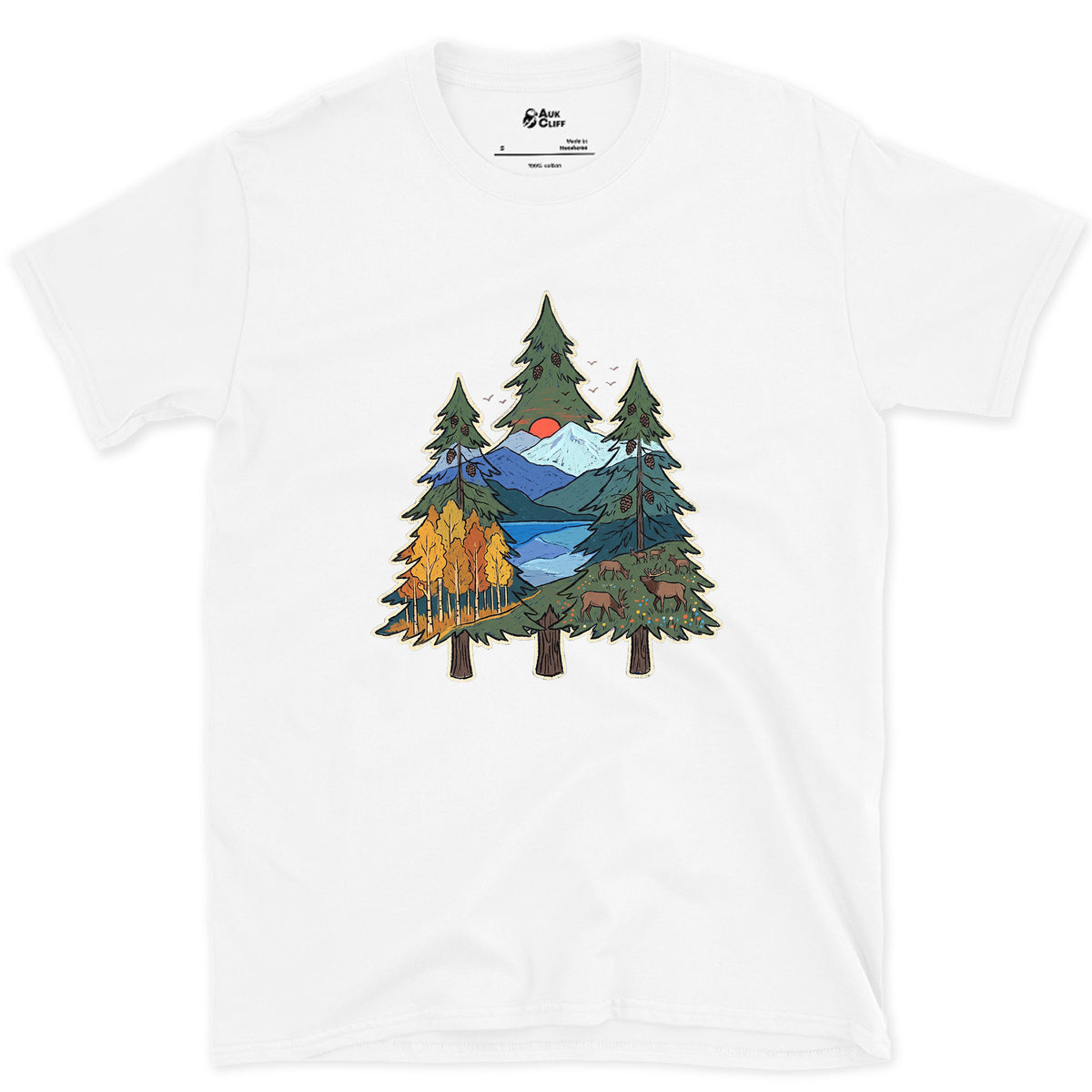 Three Pines Hold the Valley design on a White Gildan Softstyle t-shirt
