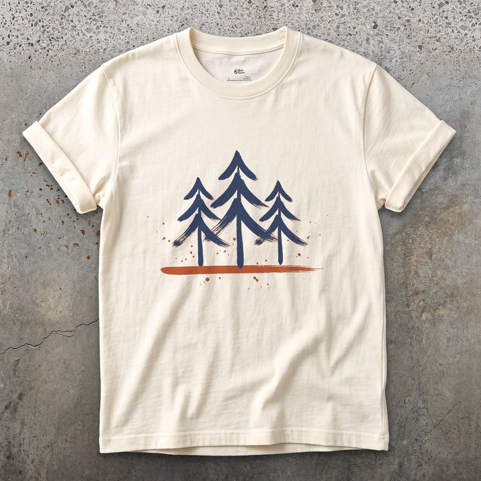 Three Pines, Three Heights design on a Natural Gildan Softstyle t-shirt