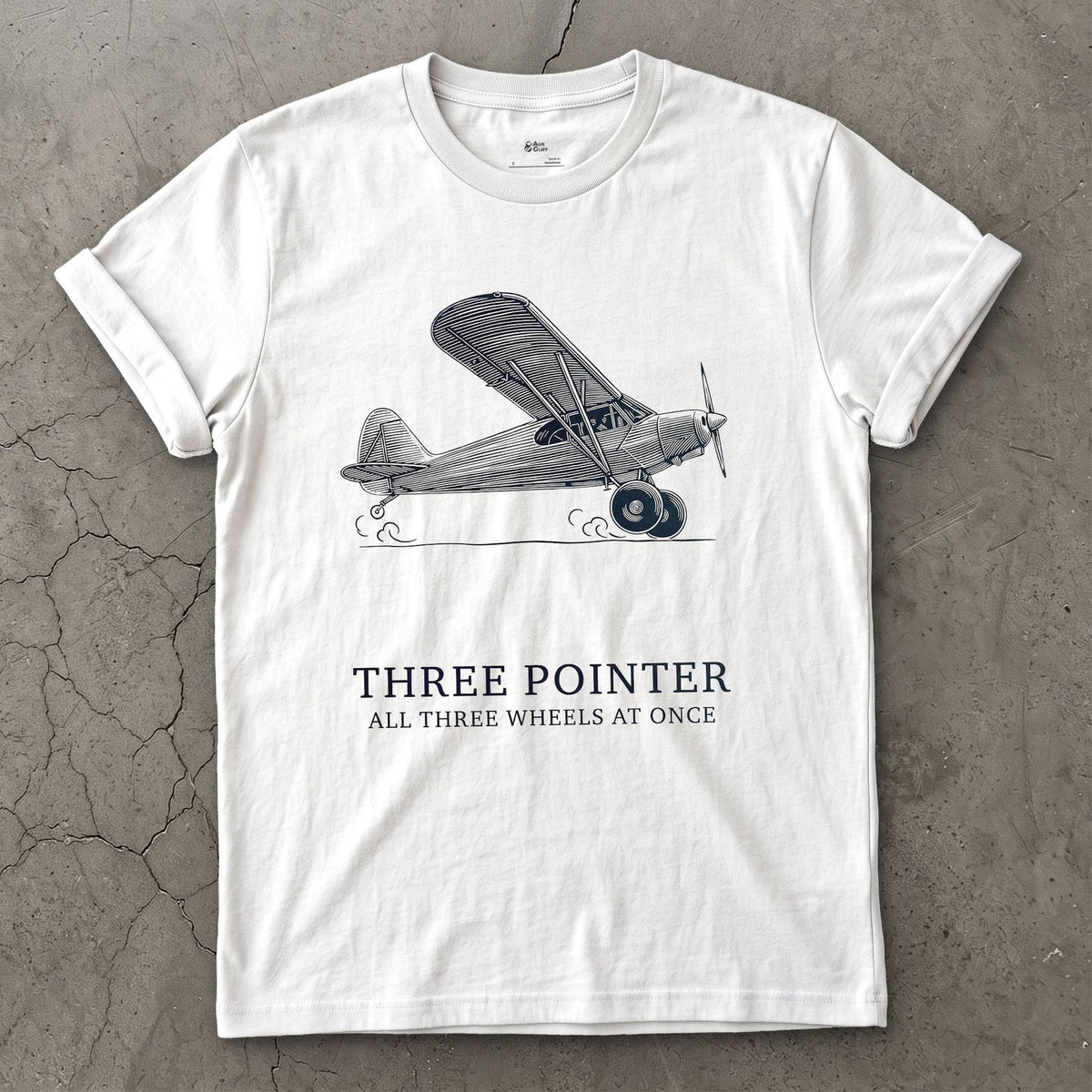 Three Pointer, All Three Wheels design on a White Gildan Softstyle t-shirt