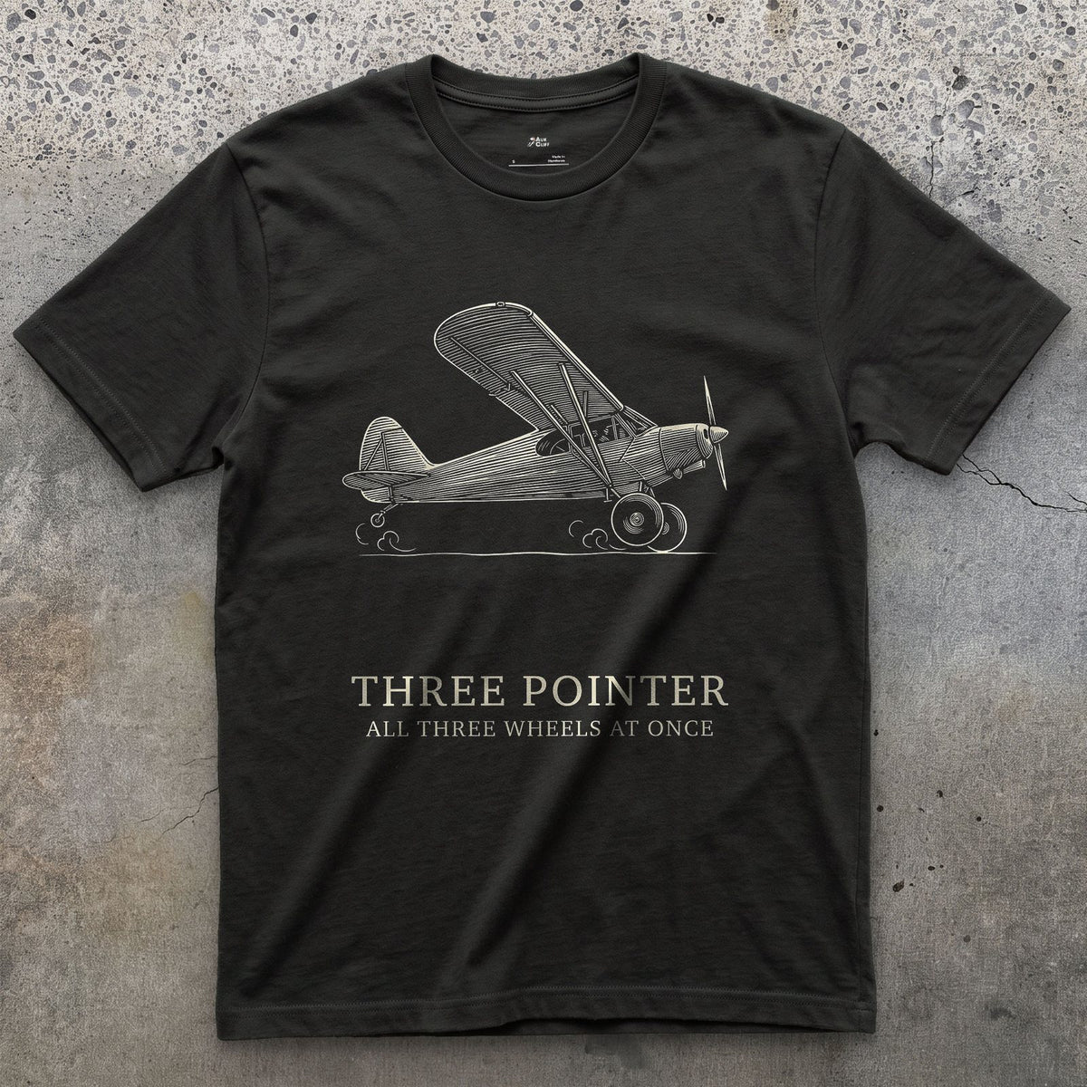 Three Pointer, All Three Wheels design on a Black Gildan Softstyle t-shirt