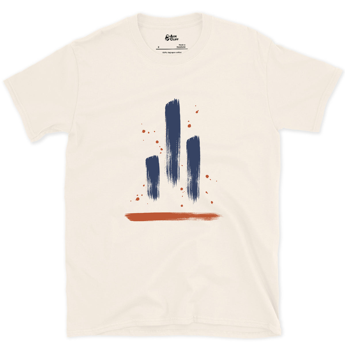 Three Towers Side by Side, Tre Cime design on a Natural Gildan Softstyle t-shirt