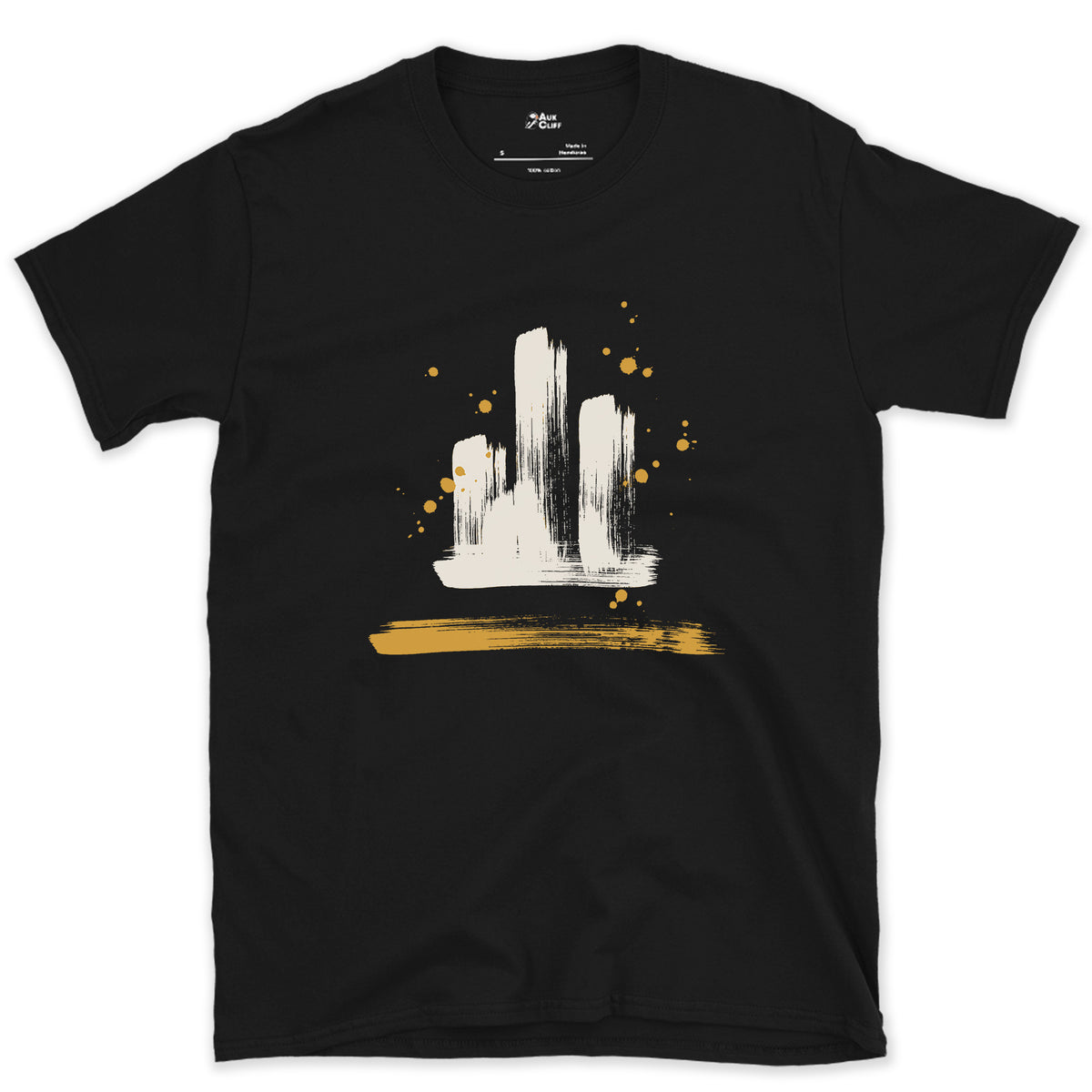 Three Towers Side by Side, Tre Cime design on a Black Gildan Softstyle t-shirt