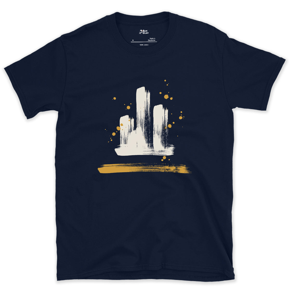 Three Towers Side by Side, Tre Cime design on a Navy Gildan Softstyle t-shirt