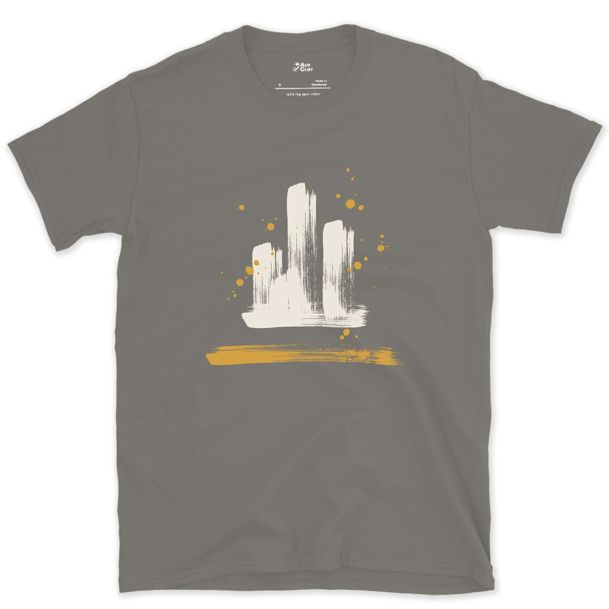Three Towers Side by Side, Tre Cime design on a Charcoal Gildan Softstyle t-shirt
