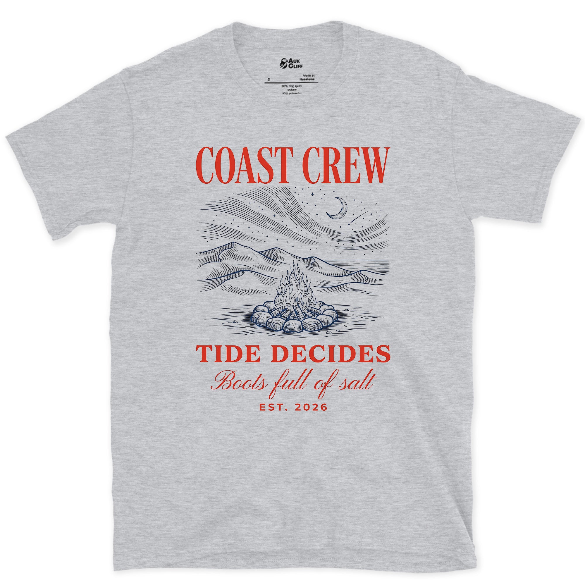 Tide Decides, Boots Full of Salt design on a Sport Grey Gildan Softstyle t-shirt