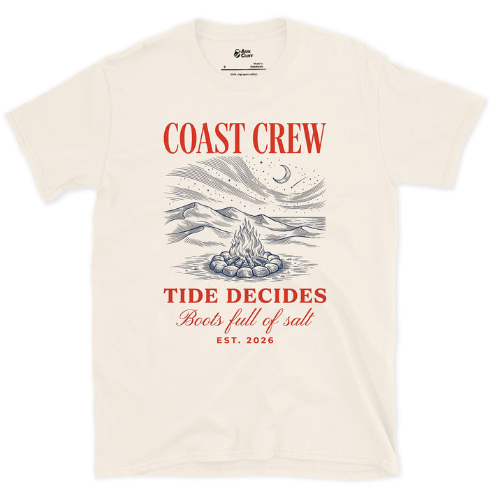 Tide Decides, Boots Full of Salt design on a Natural Gildan Softstyle t-shirt