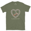 Till Death Do Us Part, Chain Heart and Rider design on a Military Green Gildan Softstyle t-shirt
