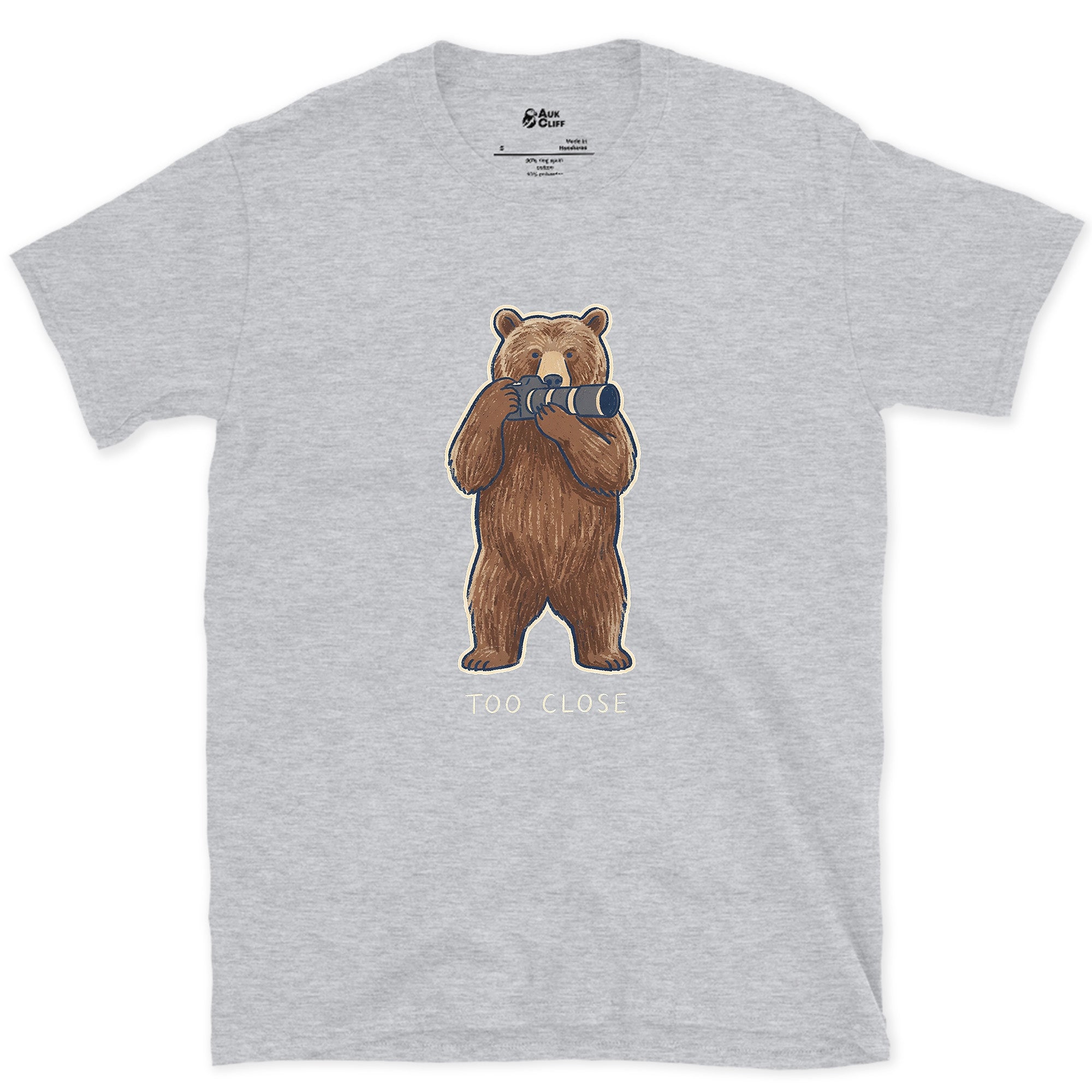 Too Close, Bear Ignored the Camera Rule design on a Sport Grey Gildan Softstyle t-shirt