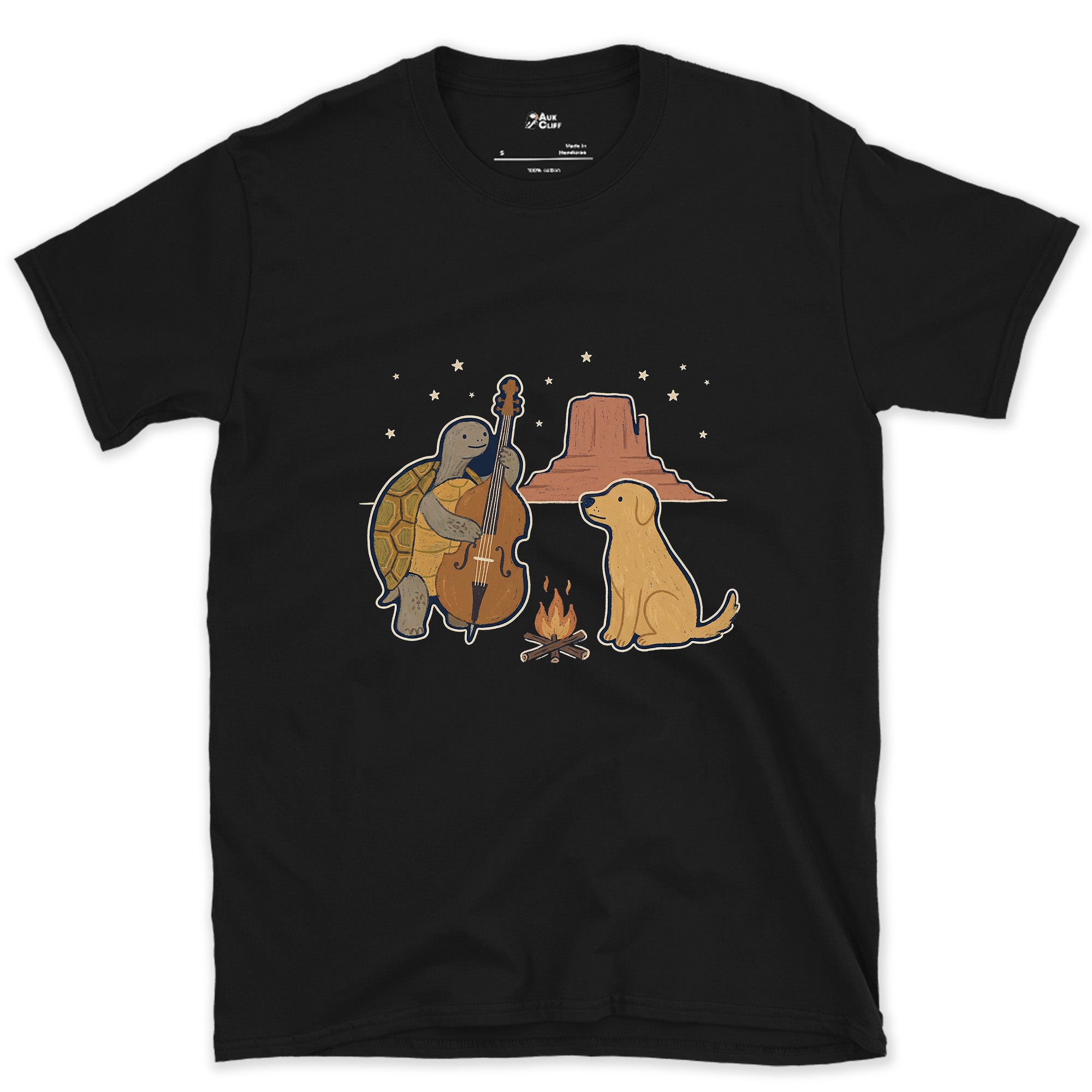 Mesa Instead of Trees, Tortoise on Bass design on a Black Gildan Softstyle t-shirt