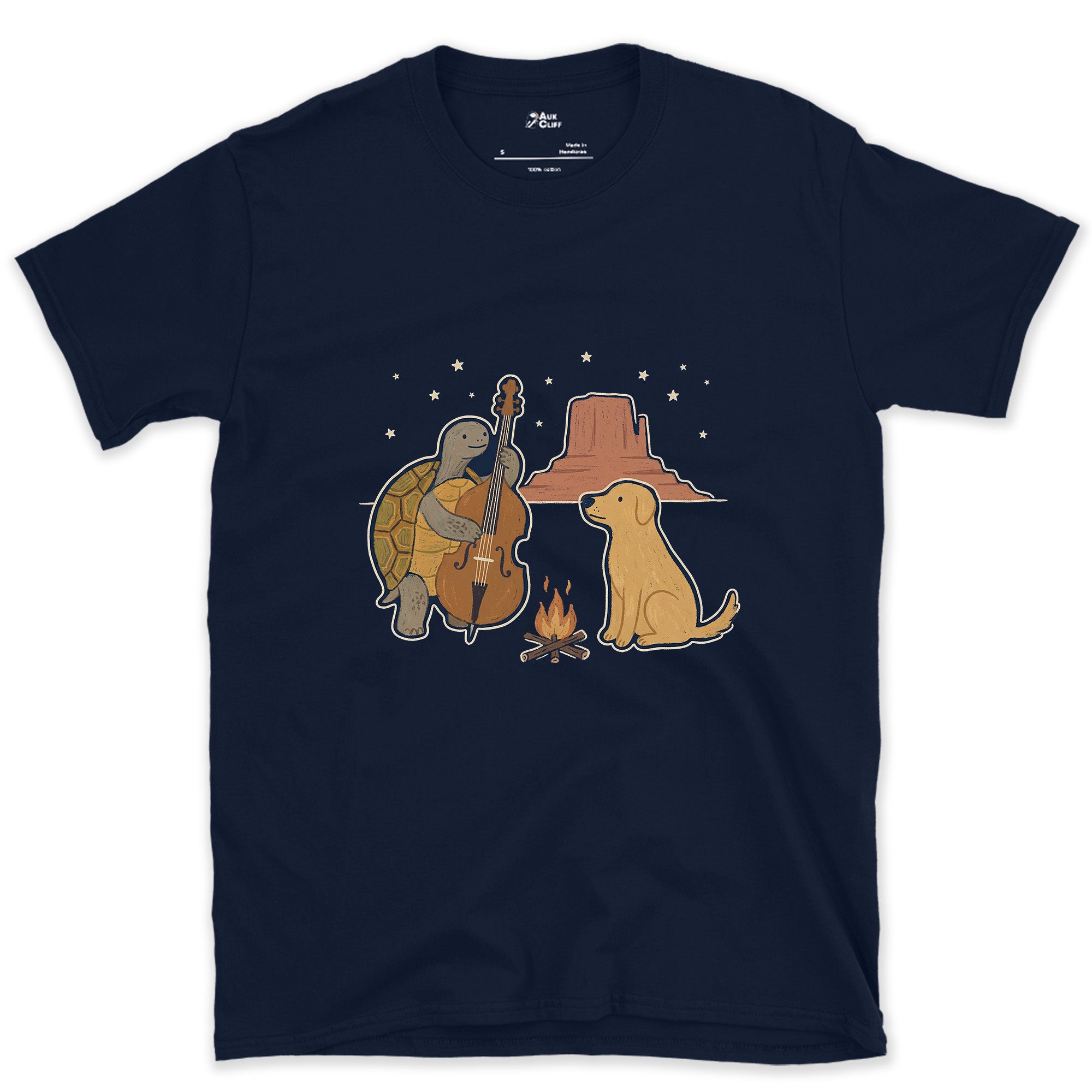 Mesa Instead of Trees, Tortoise on Bass design on a Navy Gildan Softstyle t-shirt