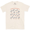 Tracks of the Woods, Wolf to Boar design on a Natural Gildan Softstyle t-shirt