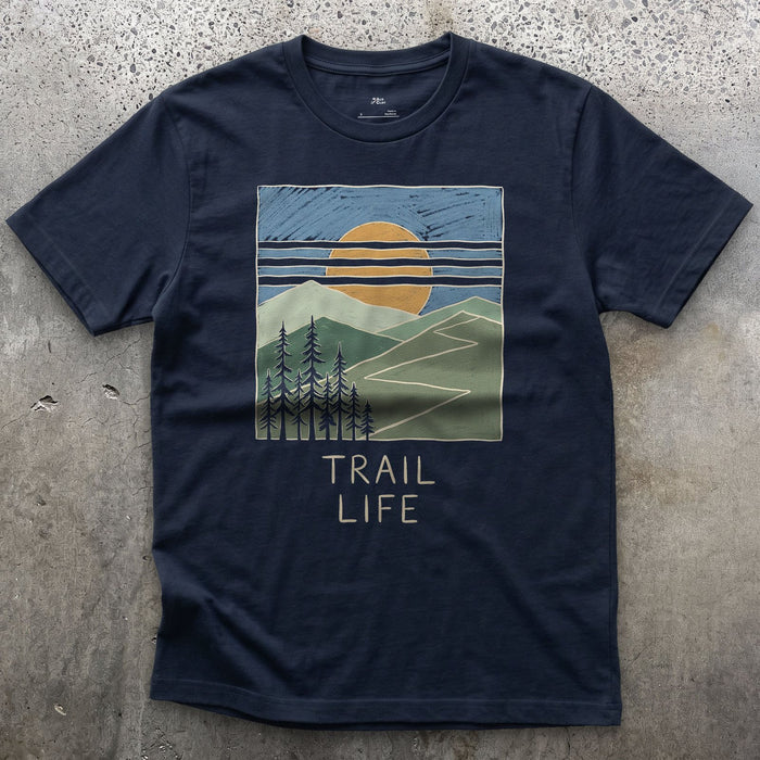Trail Life on a Sunlit Climb design on a Navy Gildan Softstyle t-shirt