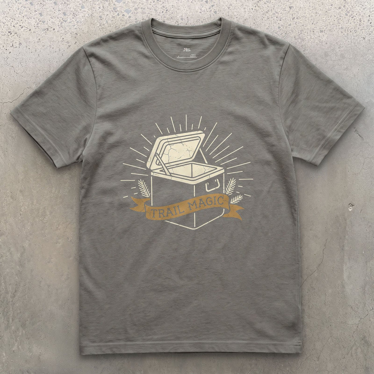 Trail Magic, Left for Hikers Passing Through design on a Charcoal Gildan Softstyle t-shirt