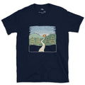 The Trail Before It Disappears Into Pines design on a Navy Gildan Softstyle t-shirt