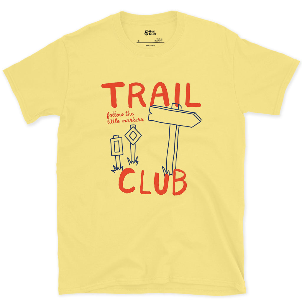 Follow the Little Markers, Trail Club design on a Cornsilk Gildan Softstyle t-shirt