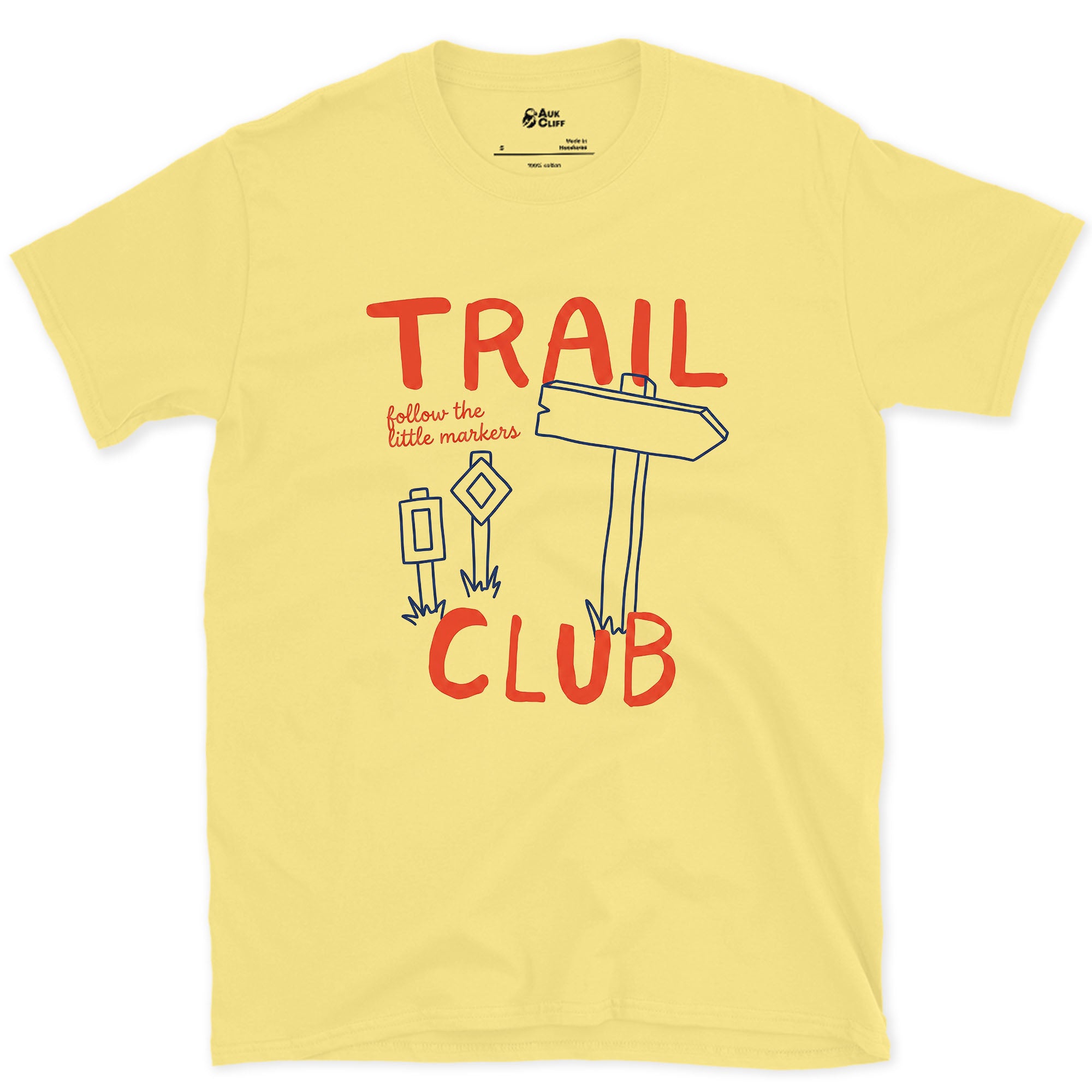 Follow the Little Markers, Trail Club design on a Cornsilk Gildan Softstyle t-shirt