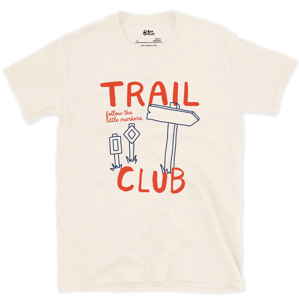 Follow the Little Markers, Trail Club design on a Natural Gildan Softstyle t-shirt