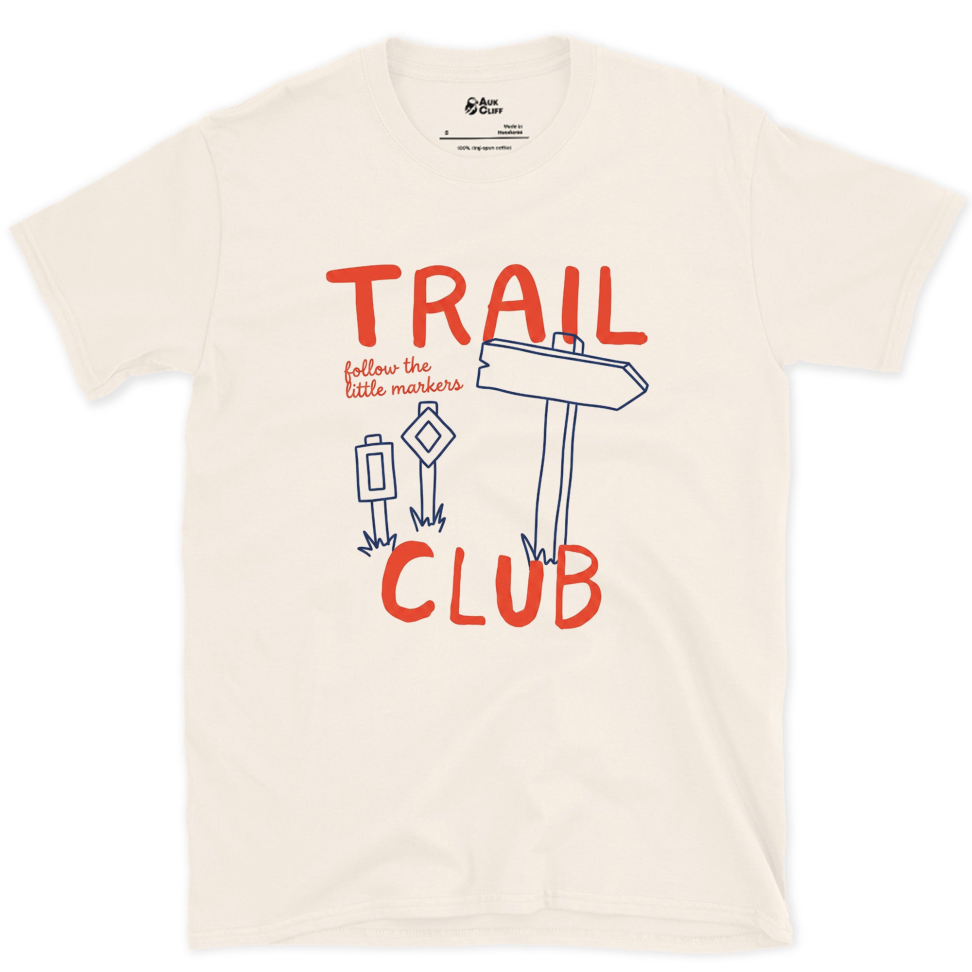 Follow the Little Markers, Trail Club design on a Natural Gildan Softstyle t-shirt
